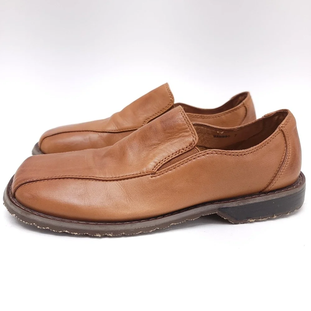 Steve Madden Mens 7 Mammbo‎ Tan Leather Slip On Casual Dress Shoe Loafer